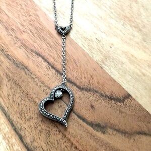 Sterling silver Drop Heart Cubic Zirconia necklace